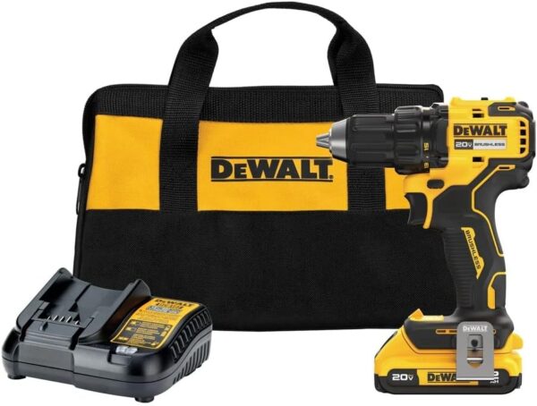 DEWALT 20V MAX Brushless 1/2 in. Cordless Compact Drill Driver Kit, Ratcheting Chuck, LED (DCD793D1)