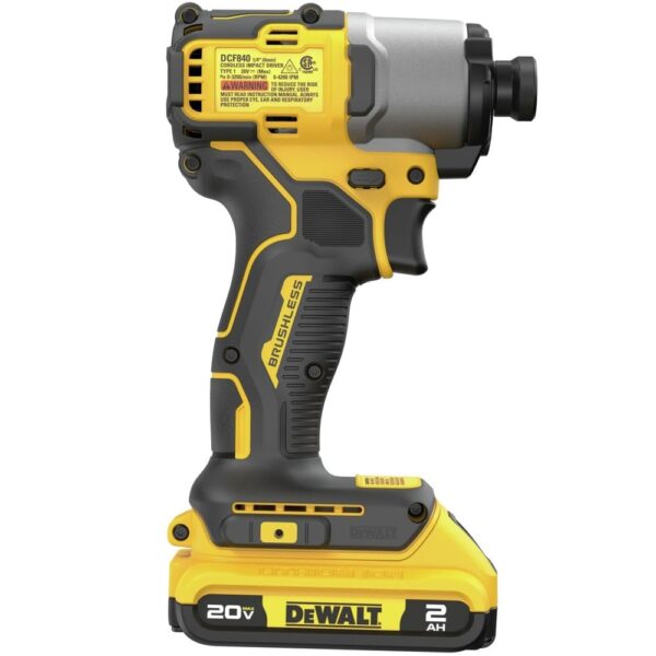 DEWALT 20V MAX Brushless Cordless Impact Driver 1/4-In, Lightweight, Variable Speed, LED (DCF840D1)