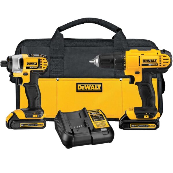 DEWALT 20V Max Cordless Drill Combo Kit, 2-Tool (DCK240C2),Yellow/Black Drill Driver/Impact Combo Kit