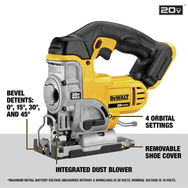 DEWALT 20V MAX Jig Saw, Tool Only (DCS331B) , Yellow