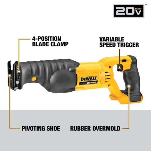 DEWALT 20V MAX* Reciprocating Saw, Tool Only (DCS380B)