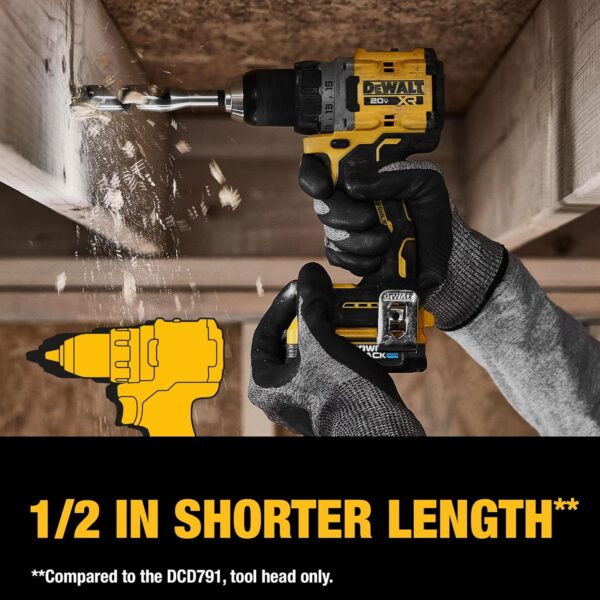 DEWALT 20V MAX* XR Cordless Drill/Driver Kit, Brushless, Compact, with 2 Batteries and Charger (DCD800D2)