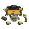 DEWALT 20V MAX* XR Cordless Power Combo Kit, 4-Tool, with 2- 5Ah Batteries and Charger (DCK447P2)