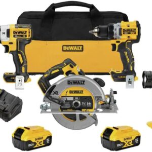 DEWALT 20V MAX* XR Cordless Power Combo Kit, 4-Tool, with 2- 5Ah Batteries and Charger (DCK447P2)