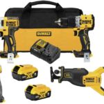 DEWALT 20V MAX XR Power Tools Combo Kit, Hammer Drill, Impact Driver, Reciprocating Saw, and Work Light, 4-Tool (DCK449P2)