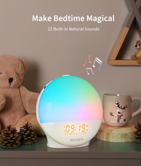 ecozy Sunrise Alarm Clock for Heavy Sleepers, Smart Wake Up Light with Sunrise/Sunset Simulation, App & Voice Controlled, Natural Sounds & FM Radio, 4 Alarms & Snooze, 8 Colors...