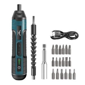Electric Cordless Screwdriver, 3.6V Screwdriver, Rechargeable 5N.m Max Adjustable Torque Cordless Screwdriver for Daily & Light Industrial use (Includes 21-Piece Bit Set,...