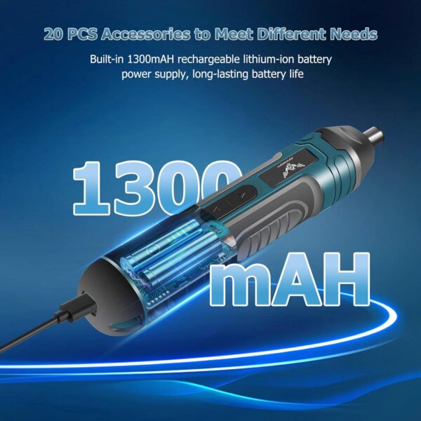 Electric Cordless Screwdriver, 3.6V Screwdriver, Rechargeable 5N.m Max Adjustable Torque Cordless Screwdriver for Daily & Light Industrial use (Includes 21-Piece Bit Set,...