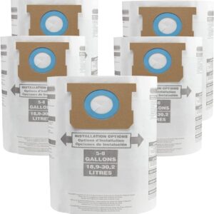 for Shop Vac Bags 5-8 Gallon, Type E 90661 9066133, Type H 90671 9067133; VF2004, VHBS VDBS Disposable Vacuum Collection Filter Bags 5 Pack