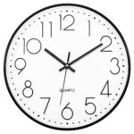 Foxtop Black Wall Clock Silent Non Ticking 12 Inch Quartz Battery Operated Round Clock Easy to Read for Office Classroom School Home Living Room Bedroom Kitchen Decor