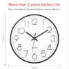 Foxtop Black Wall Clock Silent Non Ticking 12 Inch Quartz Battery Operated Round Clock Easy to Read for Office Classroom School Home Living Room Bedroom Kitchen Decor