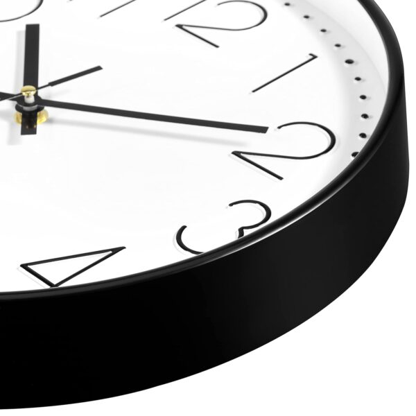 Foxtop Black Wall Clock Silent Non Ticking 12 Inch Quartz Battery Operated Round Clock Easy to Read for Office Classroom School Home Living Room Bedroom Kitchen Decor