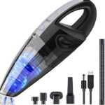 Handheld Vacuum Cleaner, Cordless Rechargeable Lightweight Portable Mini Hand Vac with Powerful Cyclonic Suction for Wet Dry Car Pet Hair Home Use (Black)