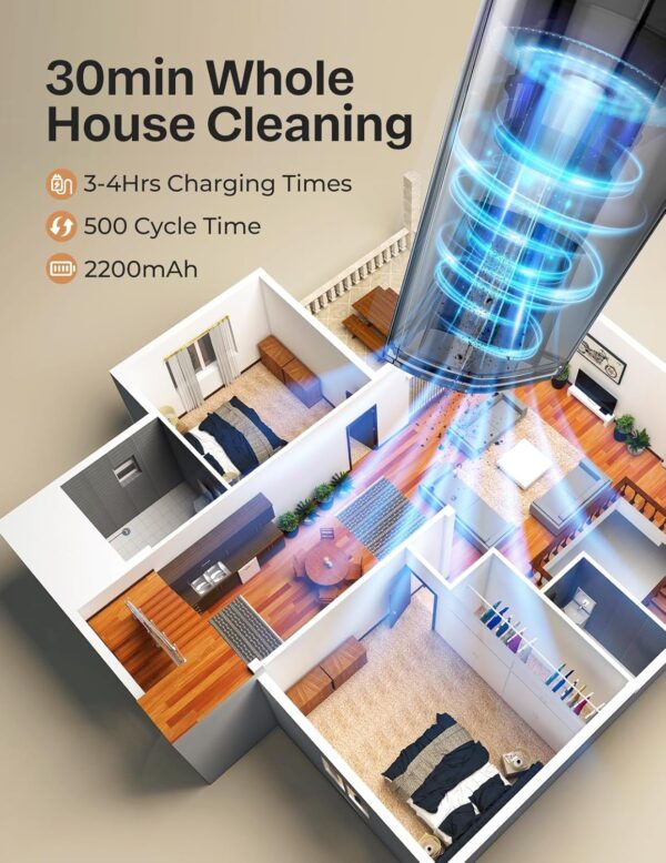 Handheld Vacuum Cleaner, Powerful Suction Portable Lightweight Hand Held Vacuum Cordless with 25-30Mins Long Runtime Rechargeable Battery Quick Charge for Home, Car, Carpet...