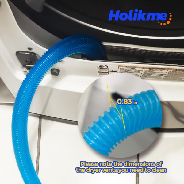 Holikme 1 Pieces Dryer Vent Cleaning Kit,Vacuum Attachment and Flexible Dryer Lint Brush, Vacuum Hose Attachment Brush Lint Remover Power Washer, Blue