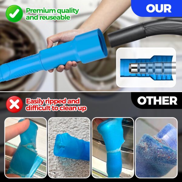 Holikme 2 Pieces Dryer Vent Cleaning Kit, Dryer Vent Cleaner Lint Vacuum Attachment and Flexible Lint Brush, Vacuum Hose Attachment Brush Lint Remover Power Washer, Blue