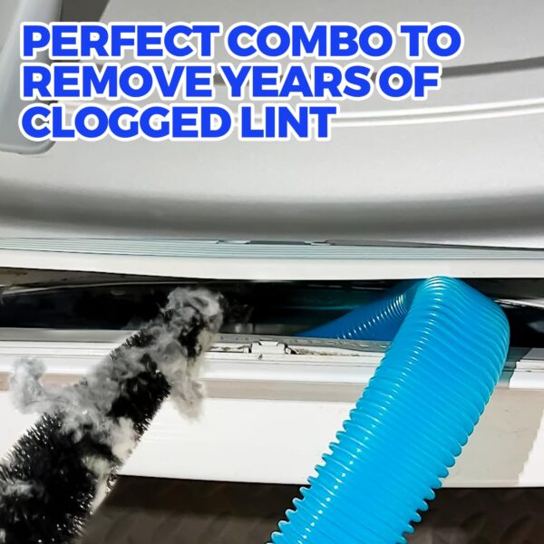 Holikme 2 Pieces Dryer Vent Cleaning Kit, Dryer Vent Cleaner Lint Vacuum Attachment and Flexible Lint Brush, Vacuum Hose Attachment Brush Lint Remover Power Washer, Blue