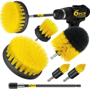 Holikme 5Pack Drill Brush Power Scrubber Cleaning Brush Extended Long Attachment Set All Purpose Scrub Brushes Kit for Grout, Floor, Tub, Shower, Tile, Bathroom and Kitchen...
