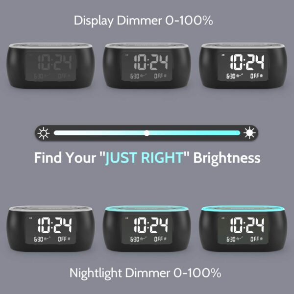 HOUSBAY Glow Small Alarm Clock Radio for Bedrooms with 7 Color Night Light, Dual Alarm, Dimmer, USB Charger, Battery Backup, Nap Timer, FM Radio with Auto-Off Timer for Bedside
