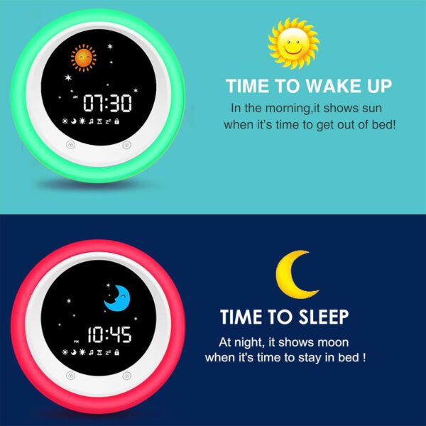 I.CODE Sun & Moon Rise Kids Alarm Clock, Children's Sleep Trainer, Sleep Sound Machine, Wake Up Light & Night Light, Teach Kids Day & Night(Version 2025)