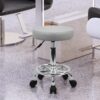 KKTONER PU Leather Round Rolling Stool with Foot Rest Swivel Height Adjustment Spa Drafting Salon Tattoo Work Office Massage Stools Task Chair (Grey)