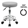 KKTONER PU Leather Round Rolling Stool with Foot Rest Swivel Height Adjustment Spa Drafting Salon Tattoo Work Office Massage Stools Task Chair (Grey)