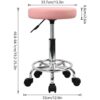 KKTONER PU Leather Round Rolling Stool with Foot Rest Swivel Height Adjustment Spa Drafting Salon Tattoo Work Office Massage Stools Task Chair (Pink)