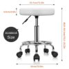 KKTONER PU Leather Round Rolling Stool with Foot Rest Swivel Height Adjustment Spa Drafting Salon Tattoo Work Office Massage Stools Task Chair White Small (White)
