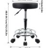 KKTONER PU Leather Round Rolling Stool with Foot Rest Swivel Height Adjustment Spa Drafting Salon Tattoo Work Office Massage Stools Task Chair Small (Black)