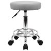 KKTONER PU Leather Round Rolling Stool with Foot Rest Swivel Height Adjustment Spa Drafting Salon Tattoo Work Office Massage Stools Task Chair (Grey)