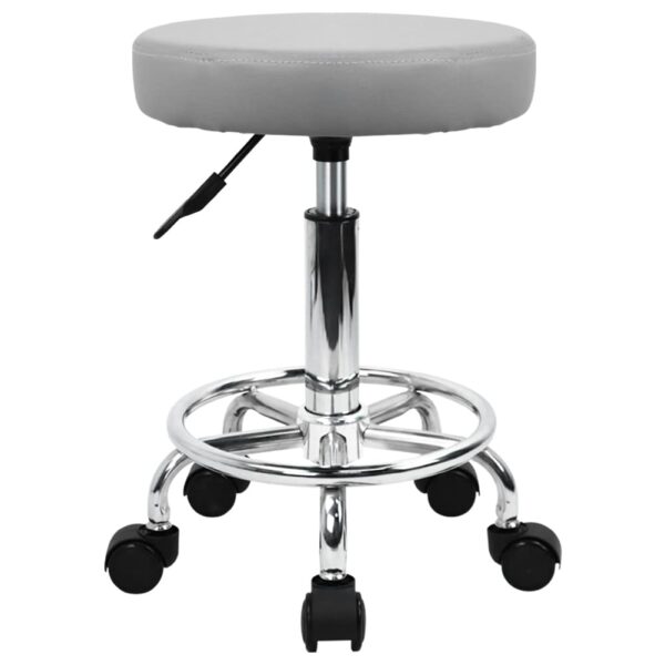 KKTONER PU Leather Round Rolling Stool with Foot Rest Swivel Height Adjustment Spa Drafting Salon Tattoo Work Office Massage Stools Task Chair (Grey)