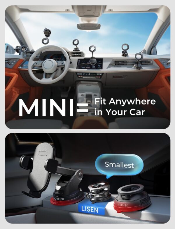 LISEN 2025 Magsafe Car Mount Vacuum Magnetic Car Phone Holder [89LBS Suction] MagLock 360 Adjustable Suction Cup Car Dashboard Phone Holder Stand in-Dash Mounting Frames for...