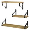 Love-KANKEI Floating Shelves Wall Mounted Set of 3, Rustic Wood Wall Storage Shelves for Bedroom, Living Room, Bathroom, Kitchen, Office and More Carbonized Black