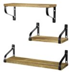 Love-KANKEI Floating Shelves Wall Mounted Set of 3, Rustic Wood Wall Storage Shelves for Bedroom, Living Room, Bathroom, Kitchen, Office and More Carbonized Black