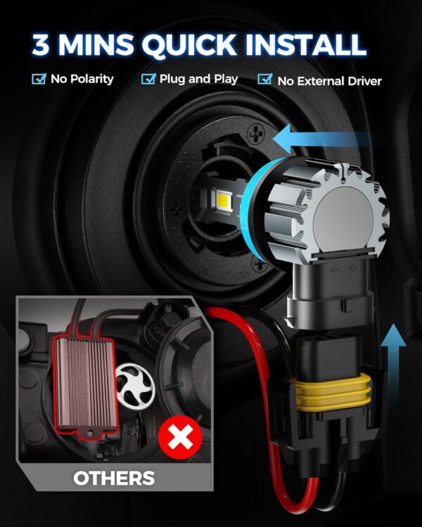 Marsauto H11 9005 LED Headlight Bulbs Kit, 66000LM Super Bright, H11/H9/H8 9005/HB3 LED Headlight Bulb Combo, Cool White 3Min Plug and Play Bulb Combo IP68, Pack of 4