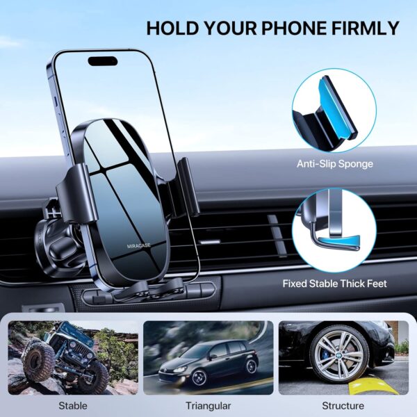Miracase Phone Holder for Car Vent 2025 Wider Clamp & Metal Hook Car Phone Holder Mount for iPhone 17 Pro Max Vent Clip Hand Free Cell Phone Car Mount for iPhone16 17 14 15...