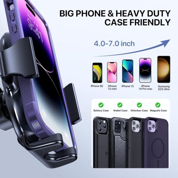 Miracase Phone Holder for Car Vent 2025 Wider Clamp & Metal Hook Car Phone Holder Mount for iPhone 17 Pro Max Vent Clip Hand Free Cell Phone Car Mount for iPhone16 17 14 15...