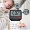 NOKLEAD Digital Travel Alarm Clock for Bedroom Office: Small LCD Desk Clock with Backlight Date Temperature Snooze 12/24H Weekend Mode and Mirror, Battery Powered Folding...