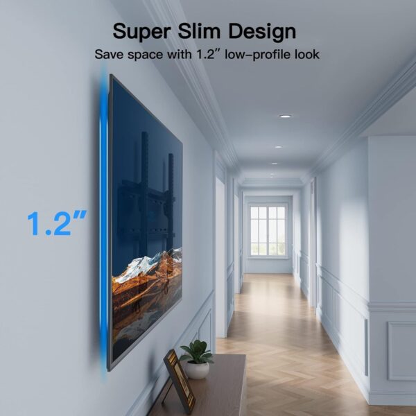 PERLESMITH Tilting TV Wall Mount for 23-60 Inch Flat Curved TVs, Low Profile Tilt TV Mount up to 115 lbs, Wall Mount Bracket Fits 8″/16” Wood Studs, Max VESA 400x400mm, PSMTK1