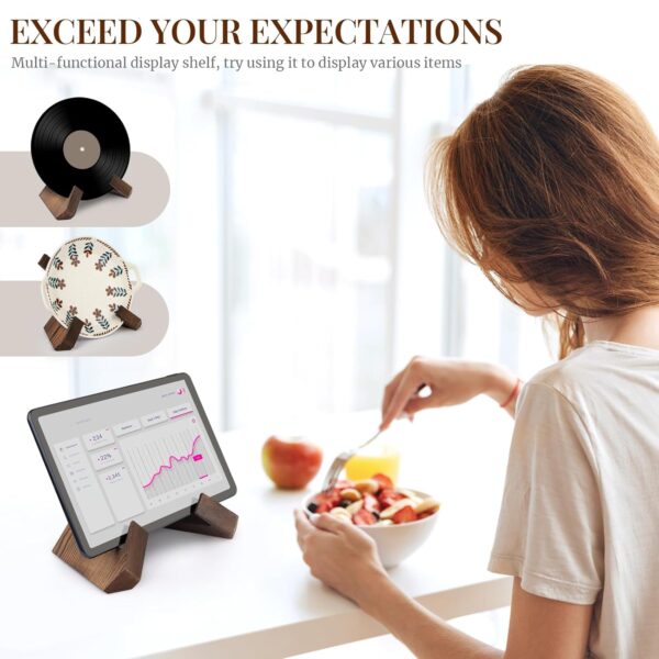 PUERSI Cookbook Stand, Handmade Wooden Book Stand, Cookbook Holder for Reading Hands Free, Recipe Book Hloder Display Stand, Cookbook and Recipe Holder for Counter