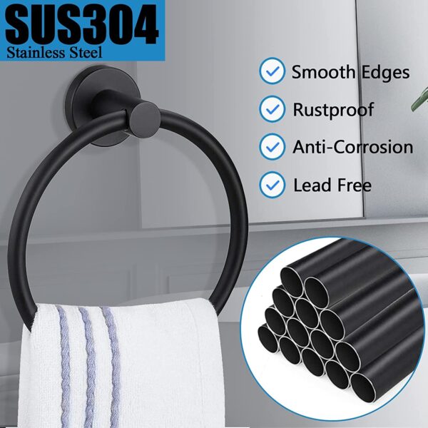 Pynsseu Hand Towel Ring, 304 Stainless Steel Towel Ring Hanging Round for Bathroom and Kitchen