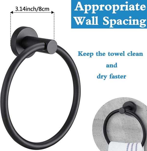 Pynsseu Hand Towel Ring, 304 Stainless Steel Towel Ring Hanging Round for Bathroom and Kitchen
