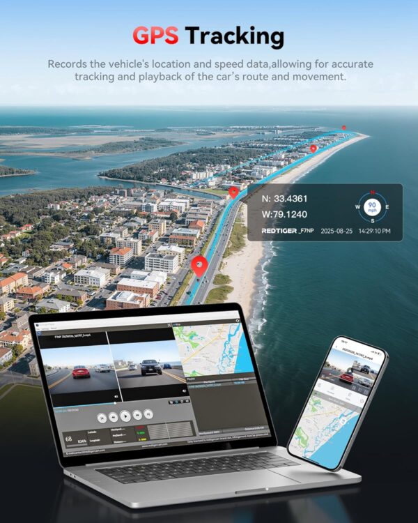 REDTIGER 4K Dash Cam Front and Rear with STARVIS 2, 5.8GHz Wi-Fi Dash Camera for Cars, 128GB Card Included, GPS, 3.18”IPS Screen, Night Vision, 170°Wide Angle, WDR, 24H Parking...