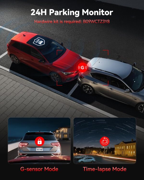 REDTIGER 4K Dash Cam Front and Rear with STARVIS 2, 5.8GHz Wi-Fi Dash Camera for Cars, 128GB Card Included, GPS, 3.18”IPS Screen, Night Vision, 170°Wide Angle, WDR, 24H Parking...