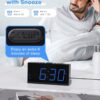 ROCAM Digital Alarm Clocks with USB Charger for Bedrooms, Electric Loud Alarm Clock for Heavy Sleeper, 7” Digital Clock Large Display with Dual Alarm, Battery Backup, Volume,...