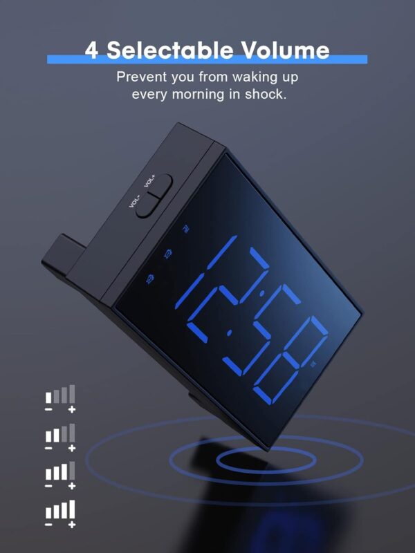 ROCAM Digital Alarm Clocks with USB Charger for Bedrooms, Electric Loud Alarm Clock for Heavy Sleeper, 7” Digital Clock Large Display with Dual Alarm, Battery Backup, Volume,...