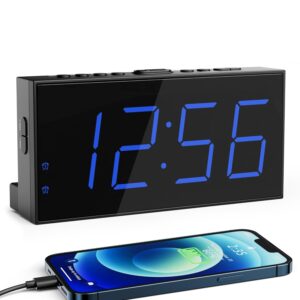 Roxicosly Alarm Clocks for Bedrooms, Digital Clock with 7.5''Large LED Display, Dual Alarms, USB Charging Port, 5 Brightness, 5 Volume, Big Snooze, 12/24H&DST, Battery Backup,...