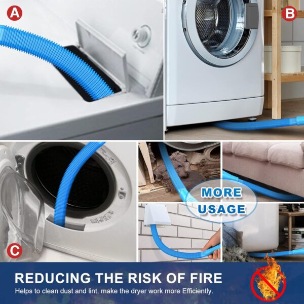 Sealegend 2 Pieces Dryer Vent Cleaning Kit, Flexible Lint Vacuum Hose Attachment and Lint Brush Lint Remover Power Washer, Blue