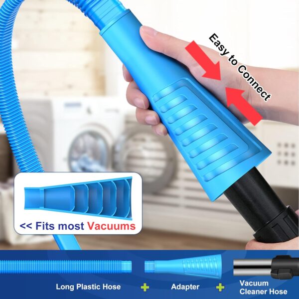 Sealegend 2 Pieces Dryer Vent Cleaning Kit, Flexible Lint Vacuum Hose Attachment and Lint Brush Lint Remover Power Washer, Blue