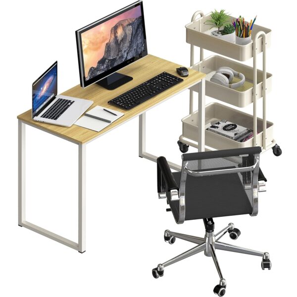 SHW Mission 32-Inch Home Office Computer Desk, 81 x 40 cm, Oak